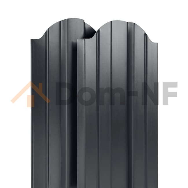 Штакетник М фигур. 112 мм, 0.4 мм. (RAL7024 мокрый асфальт) 2 м.