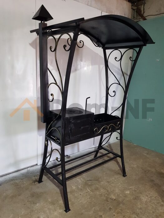 Мангал кованый с круглой крышей и с плитой (МК050)